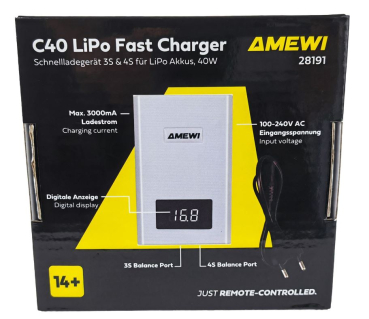 28191 Lipo-Lader C40 3-4S 40W(-3A) LCD AC